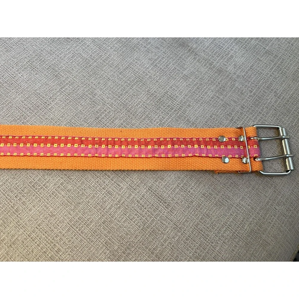 Handmade Bohemian Canvas Belt Womens One Size Double Prong Grommet